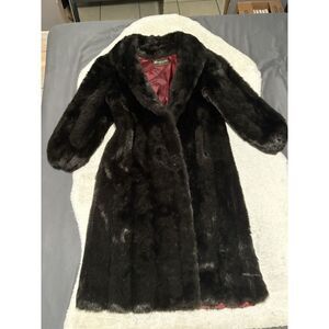 Vintage American Signature‎ Brown Faux Fur Coat Size 12 USA Made Jacket